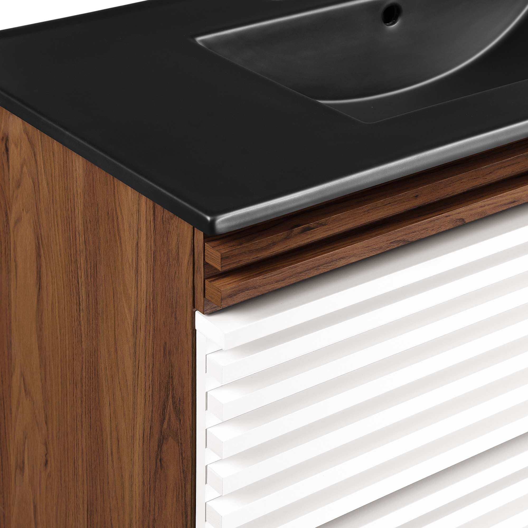 Render Wall-Mount Bathroom Vanity with Black Basin Included by Modway