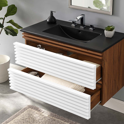 Render Wall-Mount Bathroom Vanity with Black Basin Included by Modway