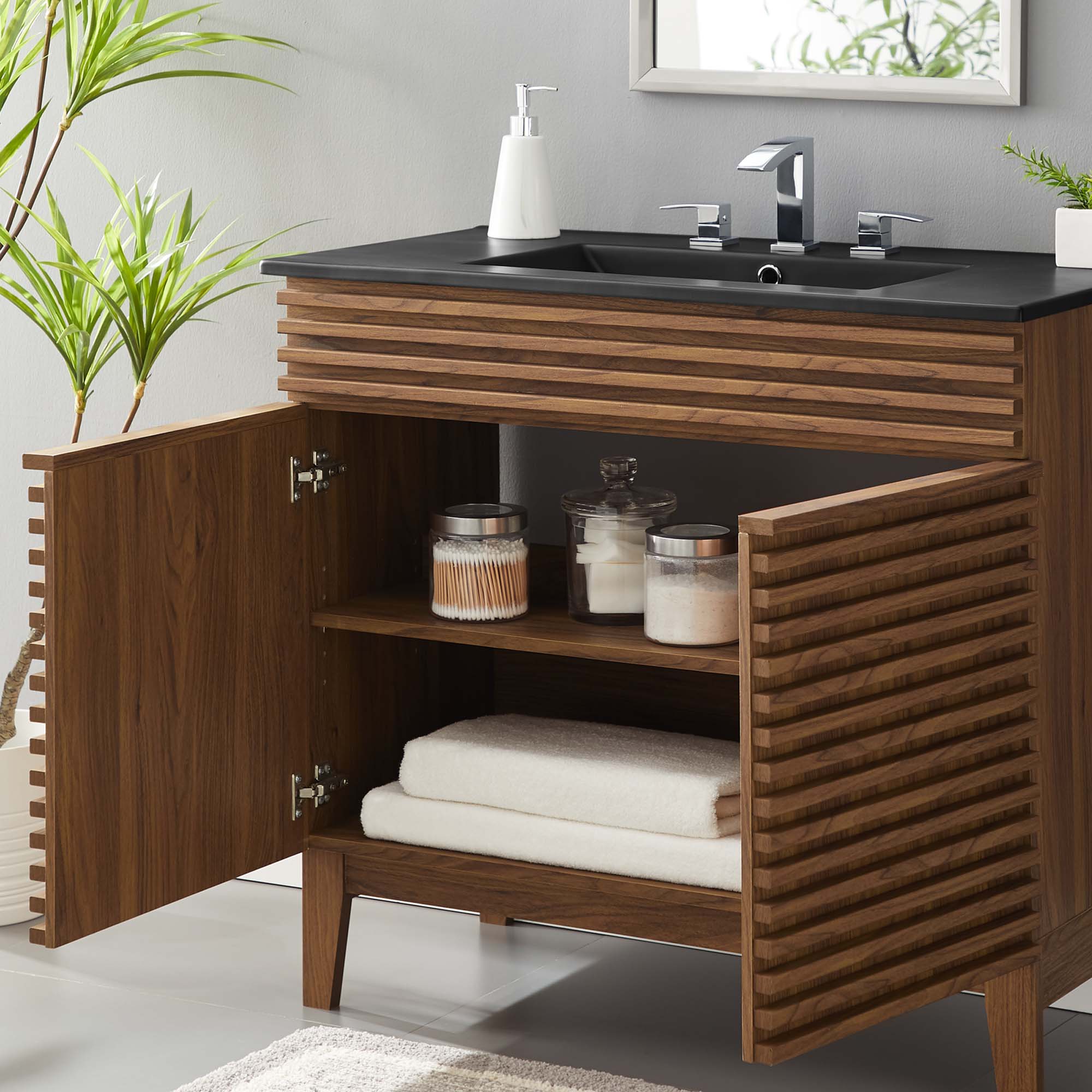 Render Bathroom Vanity with Black Basin Included By HouseBean