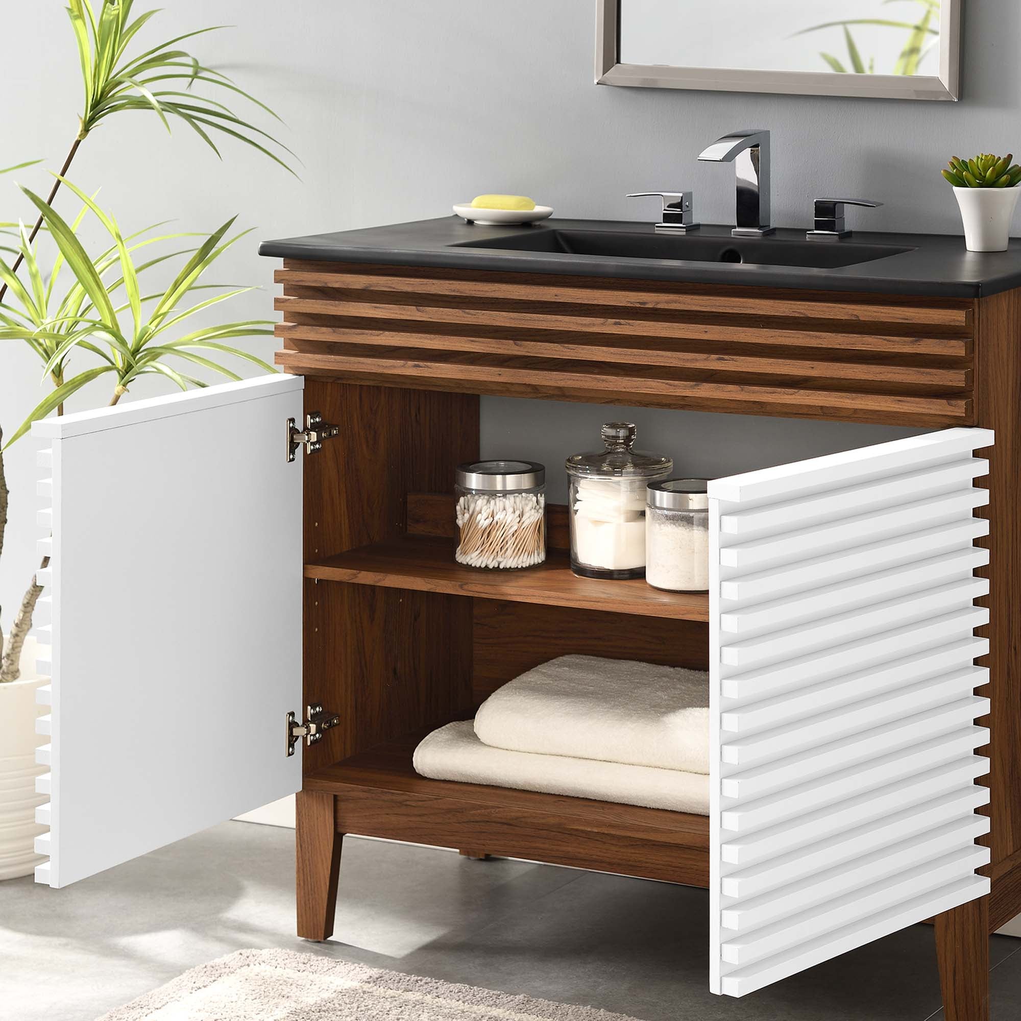 Render Bathroom Vanity with Black Basin Included By HouseBean