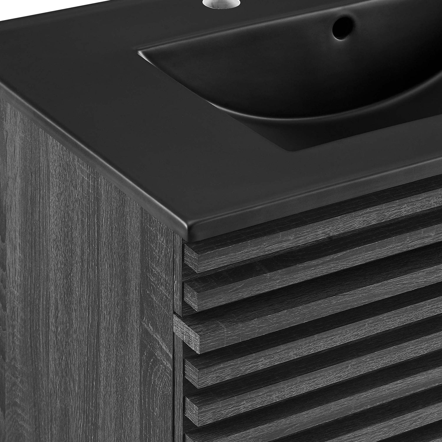 Render Wall-Mount Bathroom Vanity with Black Basin Included by Modway