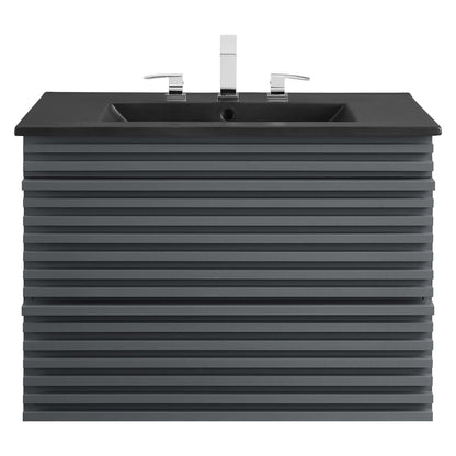 Render Wall-Mount Bathroom Vanity with Black Basin Included by Modway