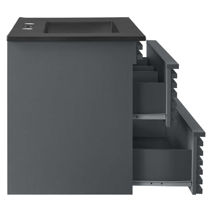 Render Wall-Mount Bathroom Vanity with Black Basin Included by Modway