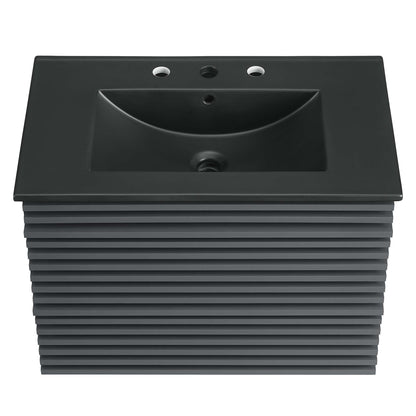 Render Wall-Mount Bathroom Vanity with Black Basin Included by Modway