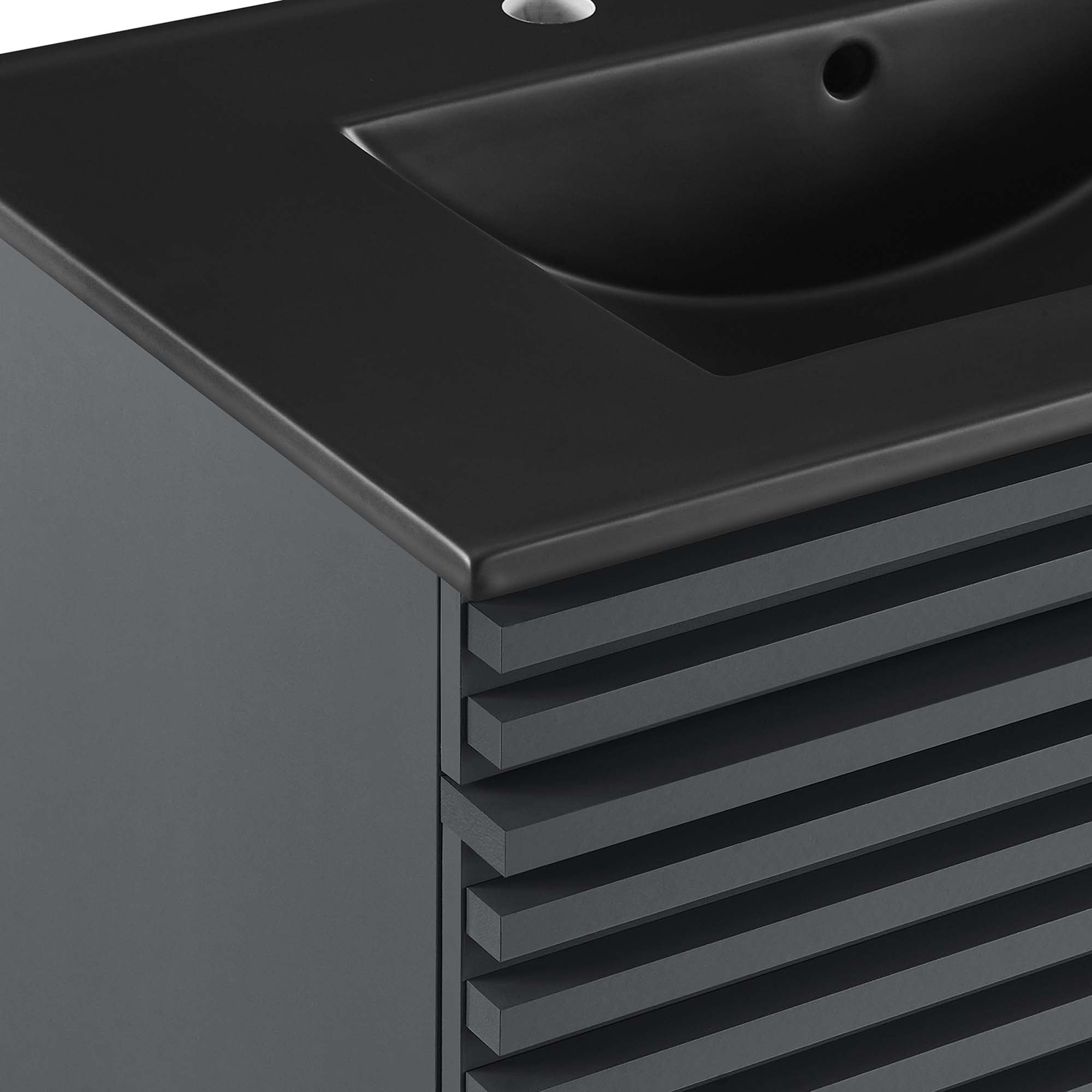 Render Wall-Mount Bathroom Vanity with Black Basin Included by Modway