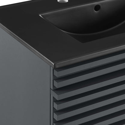 Render Wall-Mount Bathroom Vanity with Black Basin Included by Modway