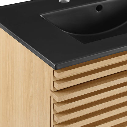Render Wall-Mount Bathroom Vanity with Black Basin Included by Modway
