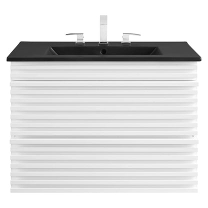 Render Wall-Mount Bathroom Vanity with Black Basin Included by Modway