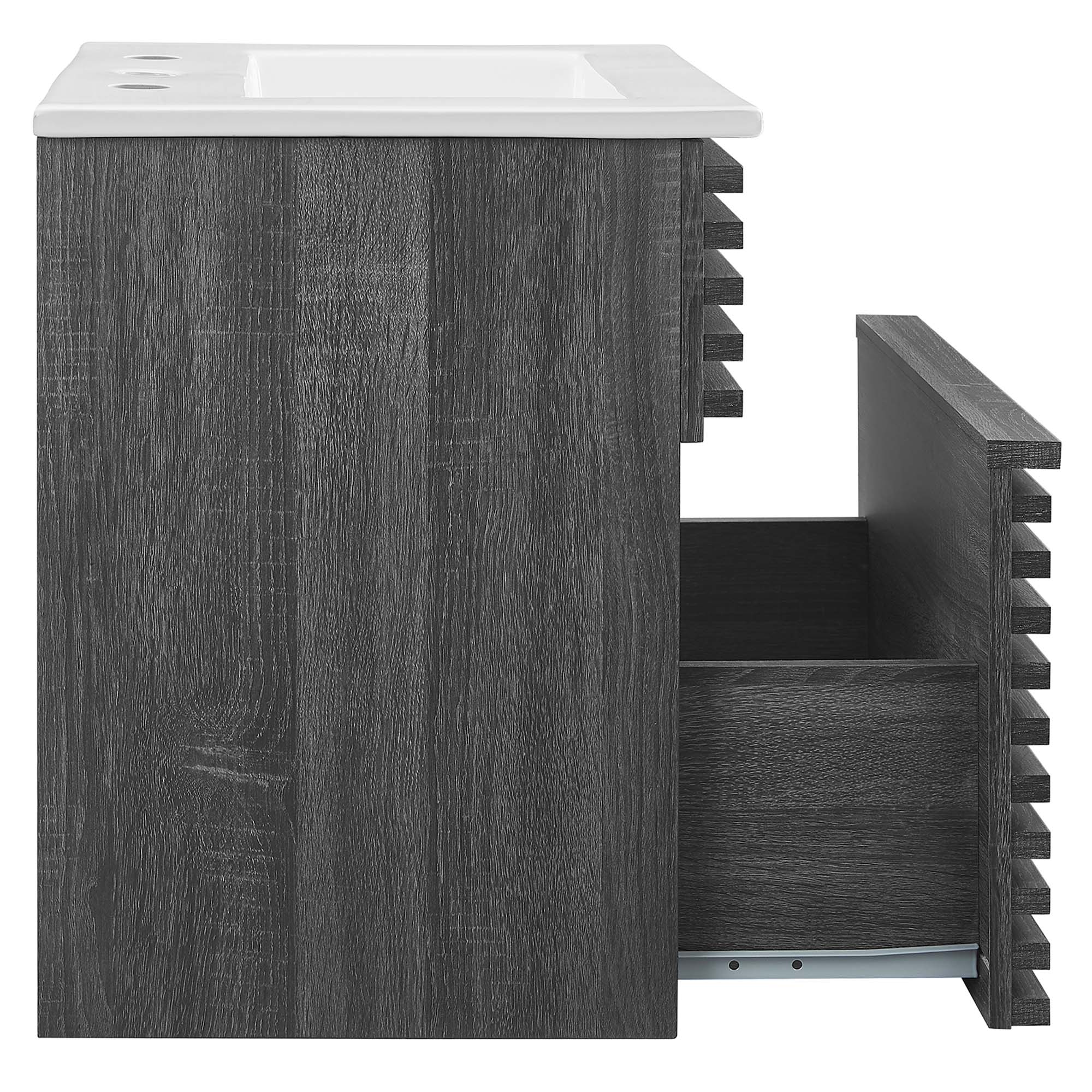 Render Wall-Mount Bathroom Vanity with White Basin Included by Modway