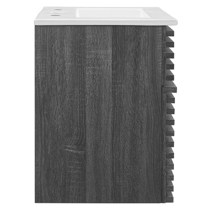 Render Wall-Mount Bathroom Vanity with White Basin Included by Modway