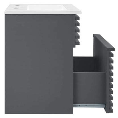 Render Wall-Mount Bathroom Vanity with White Basin Included by Modway