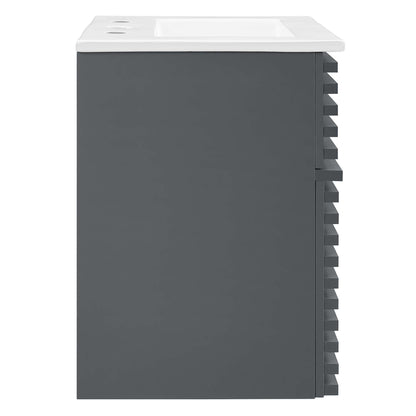 Render Wall-Mount Bathroom Vanity with White Basin Included by Modway