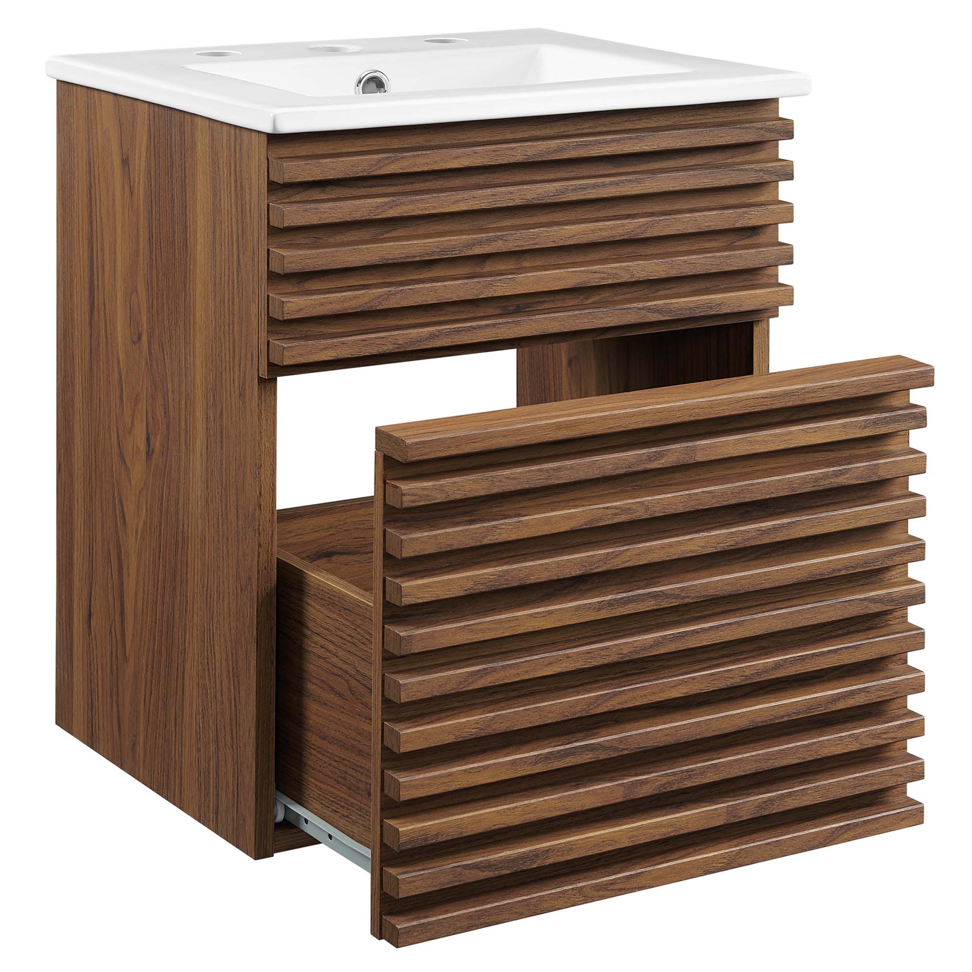Render Wall-Mount Bathroom Vanity with White Basin Included by Modway