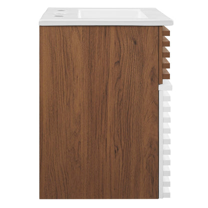 Render Wall-Mount Bathroom Vanity with White Basin Included by Modway