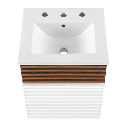 Render Wall-Mount Bathroom Vanity with White Basin Included by Modway