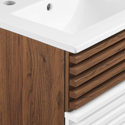 Render Wall-Mount Bathroom Vanity with White Basin Included by Modway