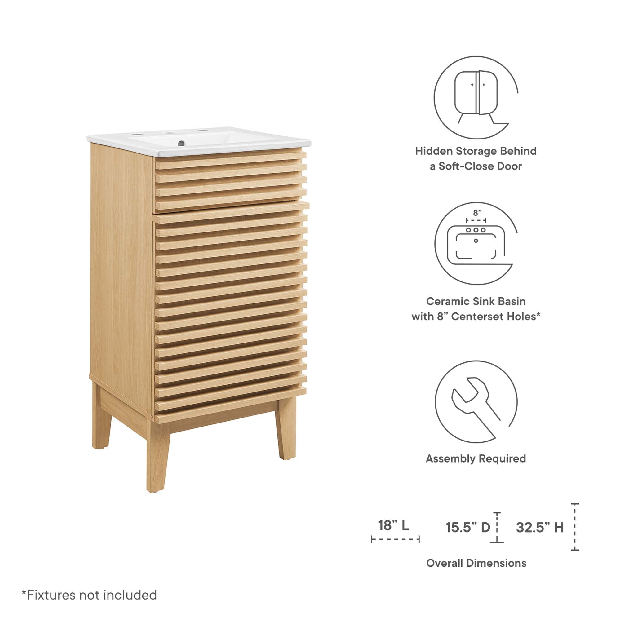 Render 18&quot; and 24&quot; Bathroom Vanities with White Basin Included By HouseBean