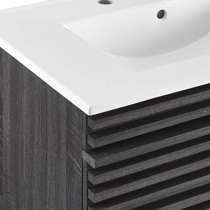 Render Wall-Mount Bathroom Vanity with White Basin Included by Modway