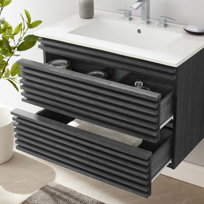 Render Wall-Mount Bathroom Vanity with White Basin Included by Modway