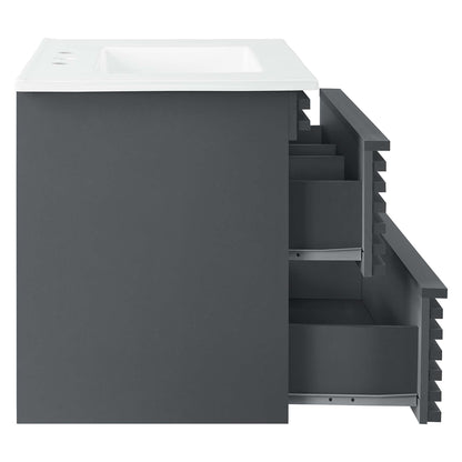 Render Wall-Mount Bathroom Vanity with White Basin Included by Modway