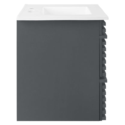 Render Wall-Mount Bathroom Vanity with White Basin Included by Modway