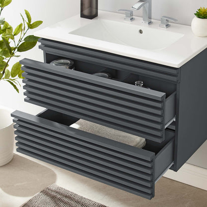Render Wall-Mount Bathroom Vanity with White Basin Included by Modway