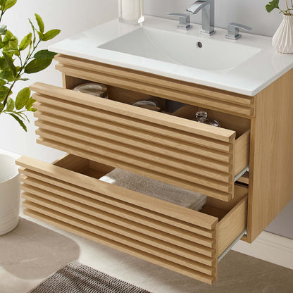 Render Wall-Mount Bathroom Vanity with White Basin Included by Modway