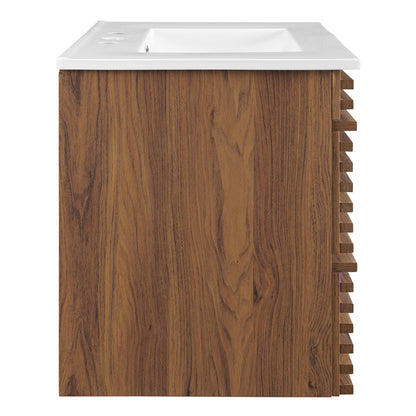 Render Wall-Mount Bathroom Vanity with White Basin Included by Modway