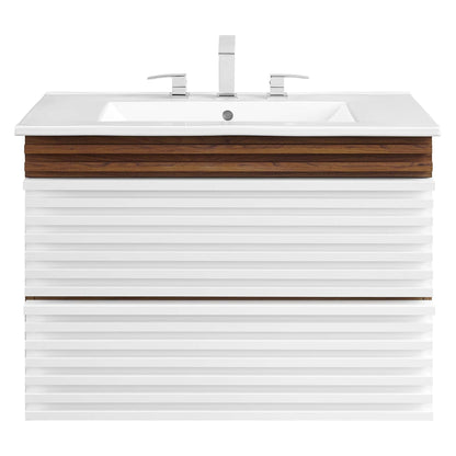 Render Wall-Mount Bathroom Vanity with White Basin Included by Modway