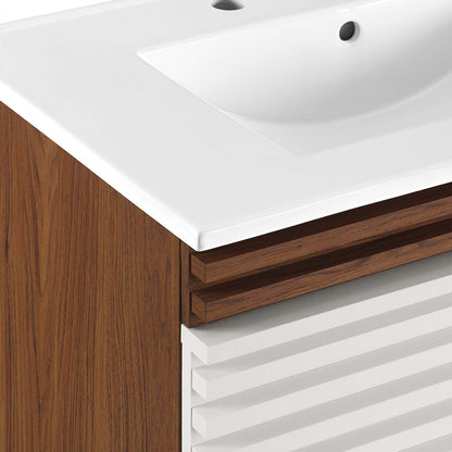 Render Wall-Mount Bathroom Vanity with White Basin Included by Modway