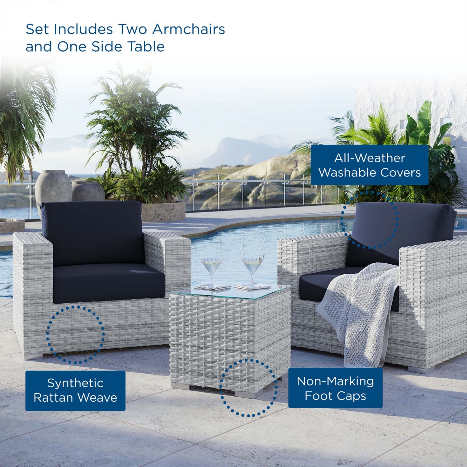 Convene 3-Piece Outdoor Patio Set by Modway