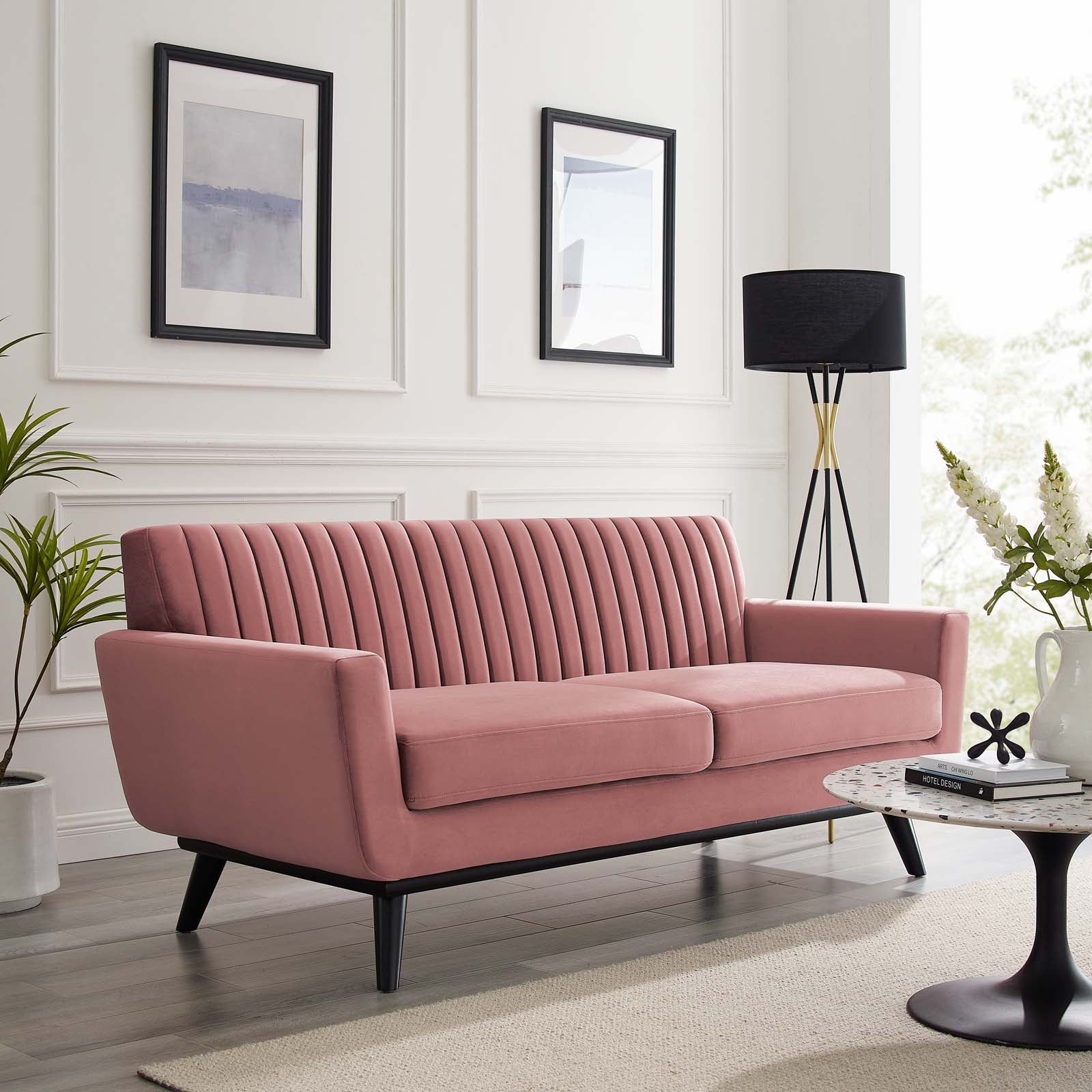 Engage Channel Tufted Performance Velvet Loveseat By HouseBean