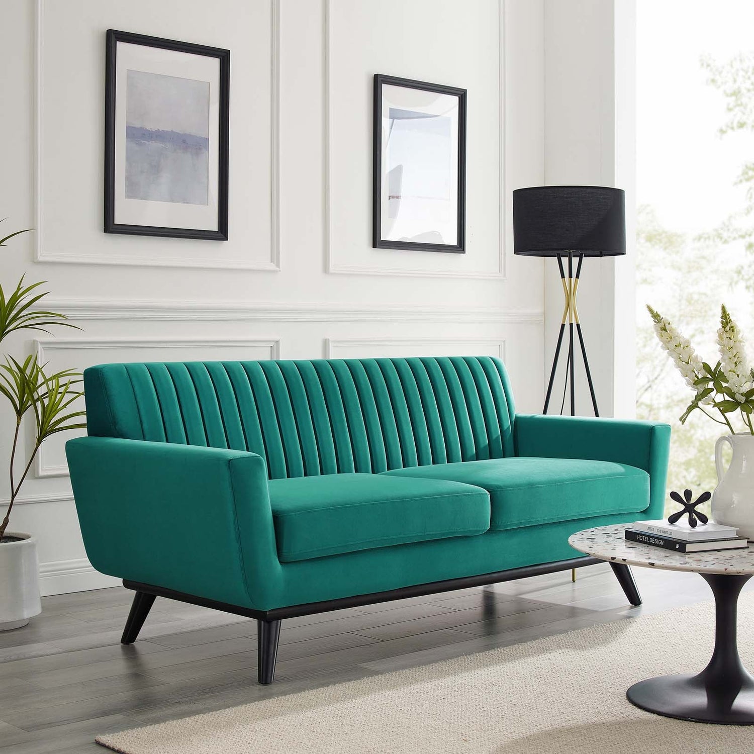 Engage Channel Tufted Performance Velvet Loveseat By HouseBean