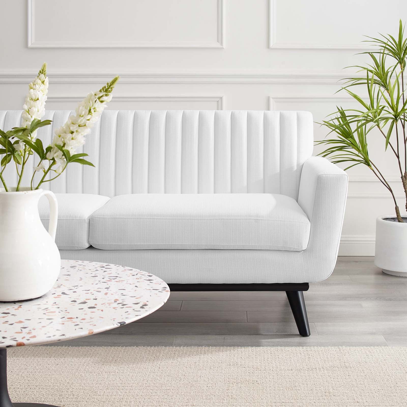 Engage Channel Tufted Fabric Loveseat By HouseBean