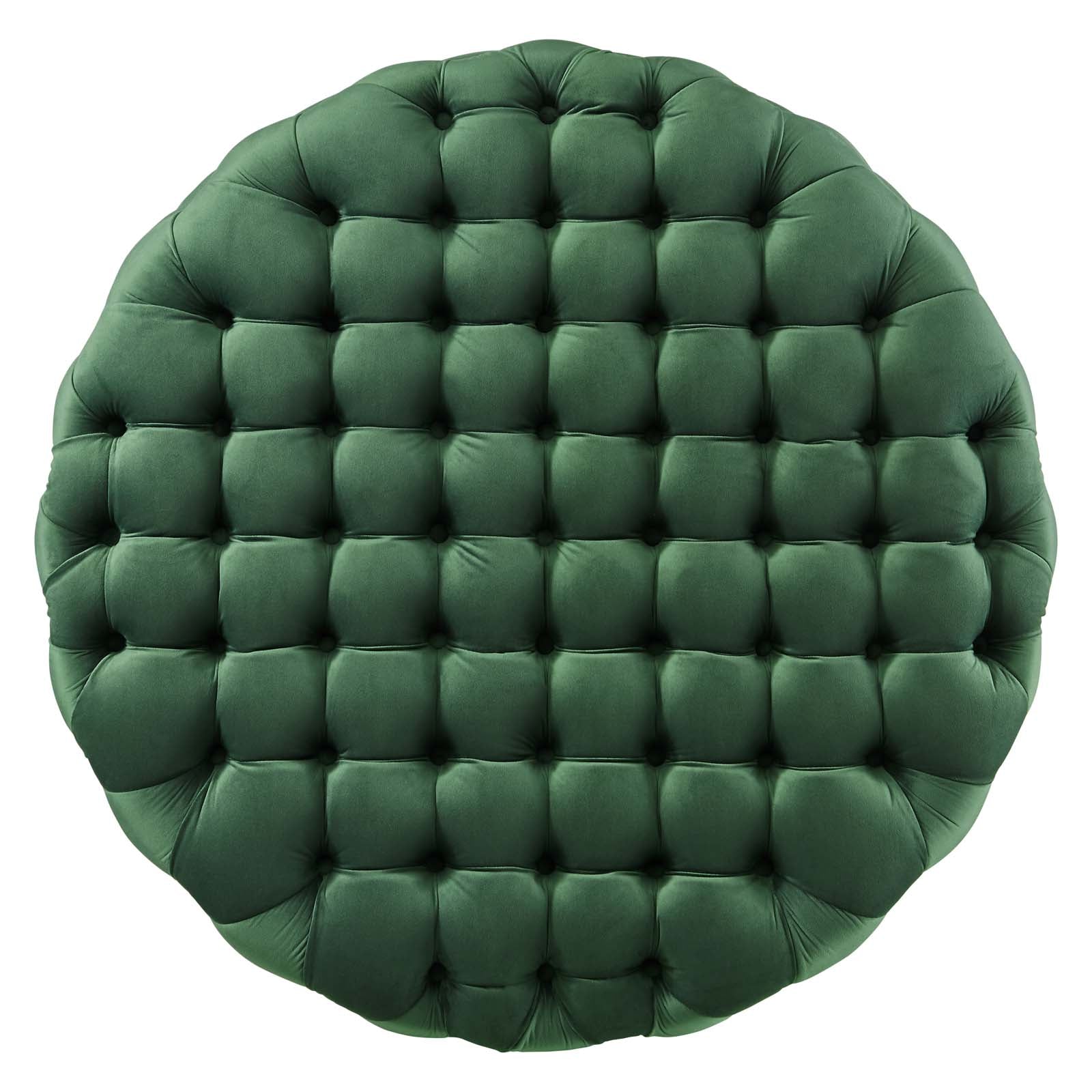 Amour Tufted Button Large Round Performance Velvet Ottoman By HouseBean