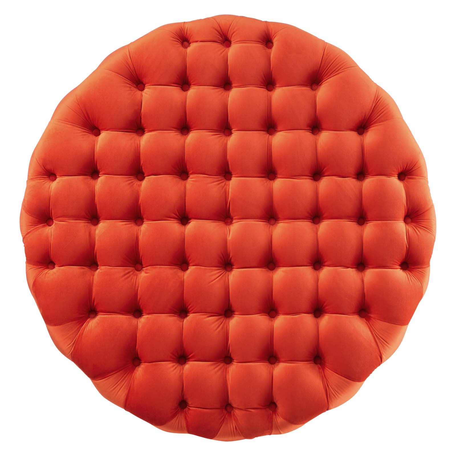 Amour Tufted Button Large Round Performance Velvet Ottoman By HouseBean