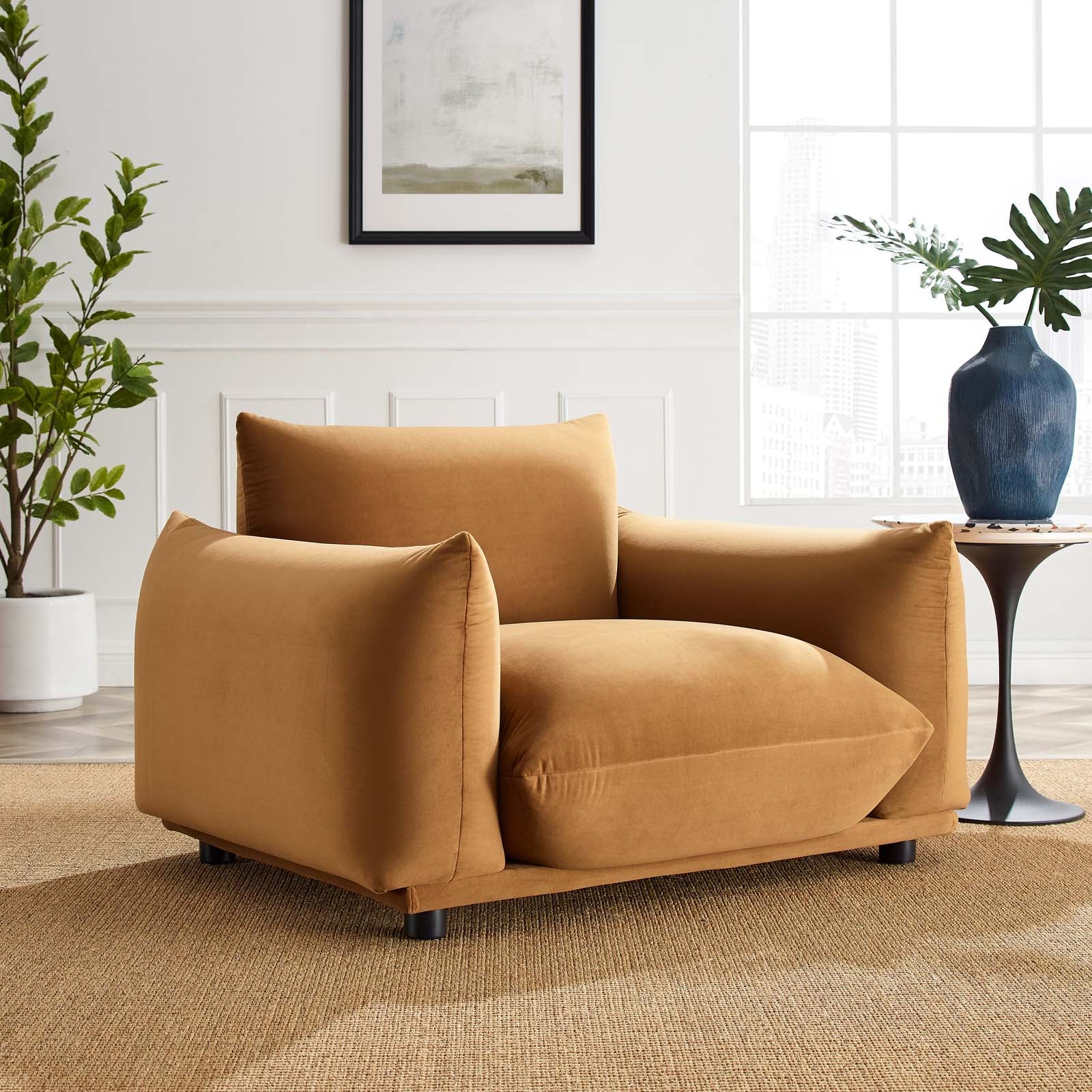 Copious Performance Velvet Armchair By HouseBean