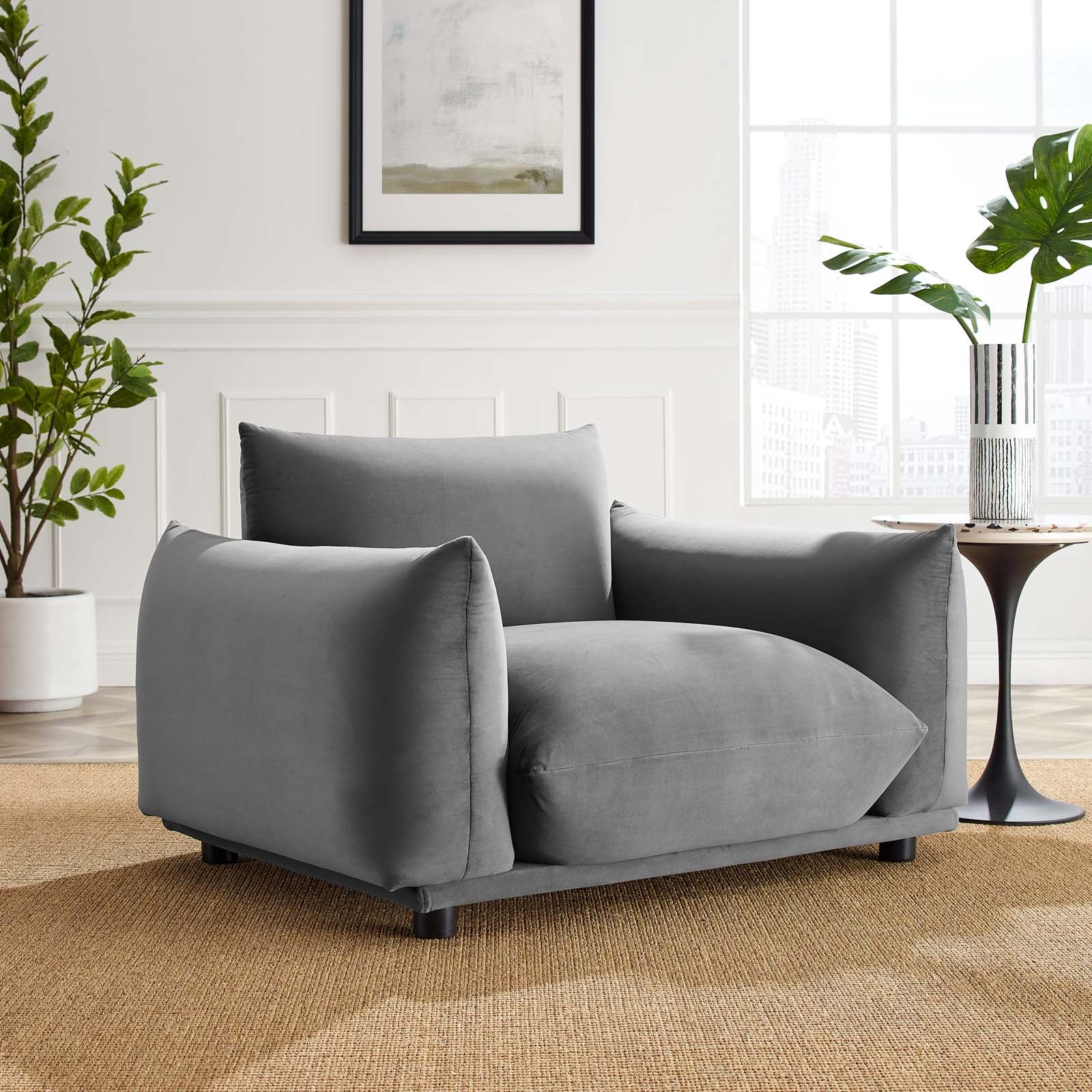 Copious Performance Velvet Armchair By HouseBean