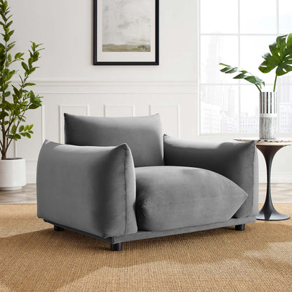 Copious Performance Velvet Armchair By HouseBean