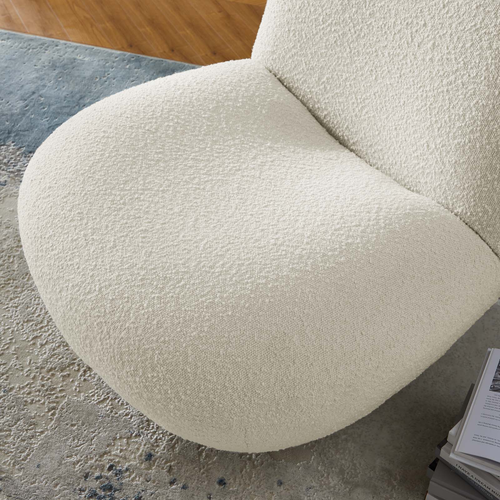 Kindred Boucle Upholstered Swivel Chair By HouseBean