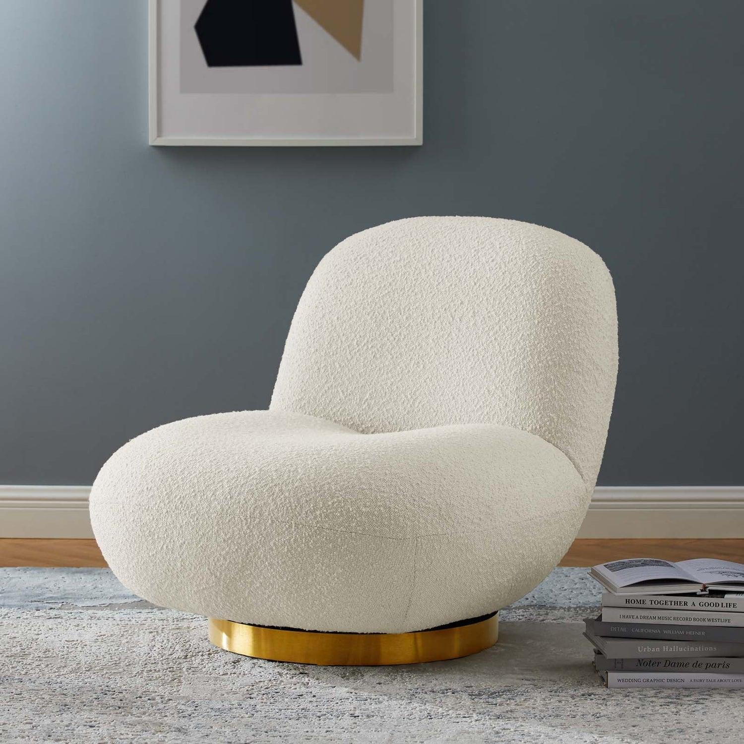 Kindred Boucle Upholstered Swivel Chair By HouseBean