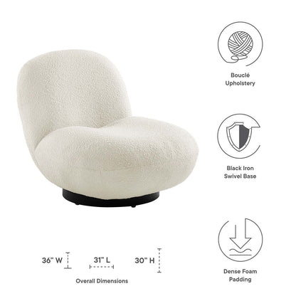 Kindred Boucle Upholstered Swivel Chair By HouseBean