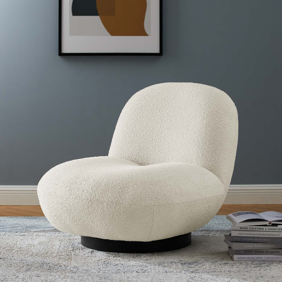 Kindred Boucle Upholstered Swivel Chair By HouseBean