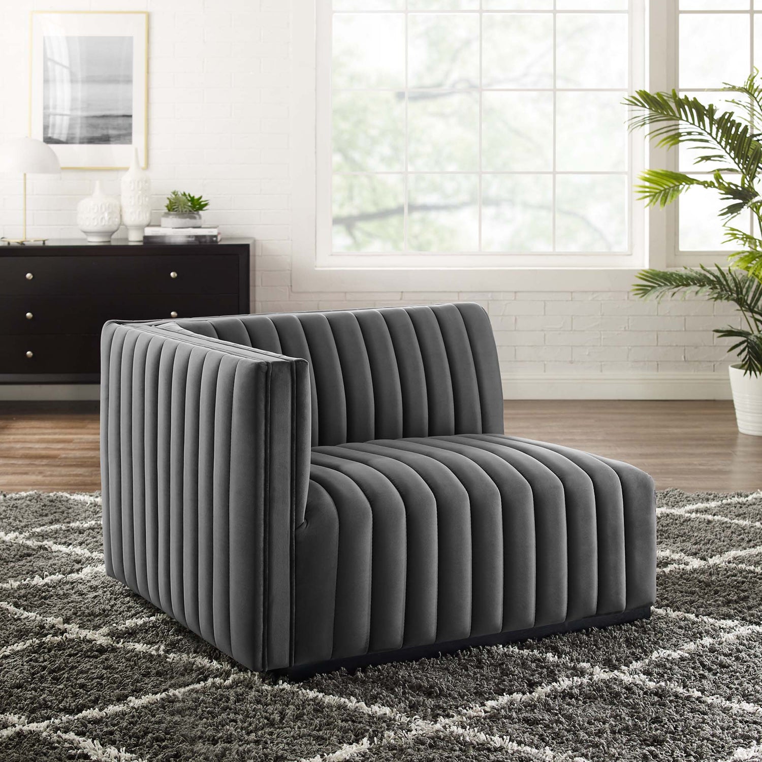 Conjure Channel Tufted Performance Velvet Left-Arm Chair by Modway