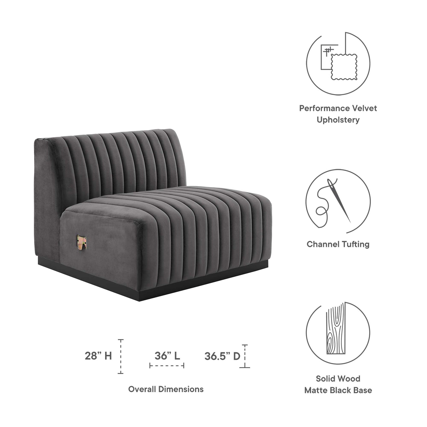 Conjure Channel Tufted Performance Velvet Armless Chair by Modway