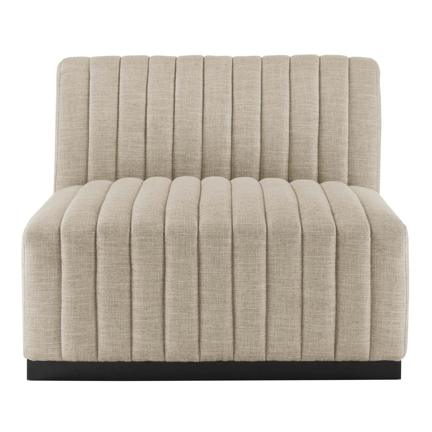 Conjure Channel Tufted Upholstered Fabric Armless Chair By HouseBean