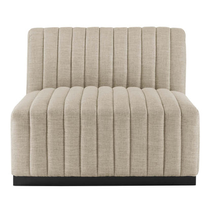 Conjure Channel Tufted Upholstered Fabric Armless Chair By HouseBean