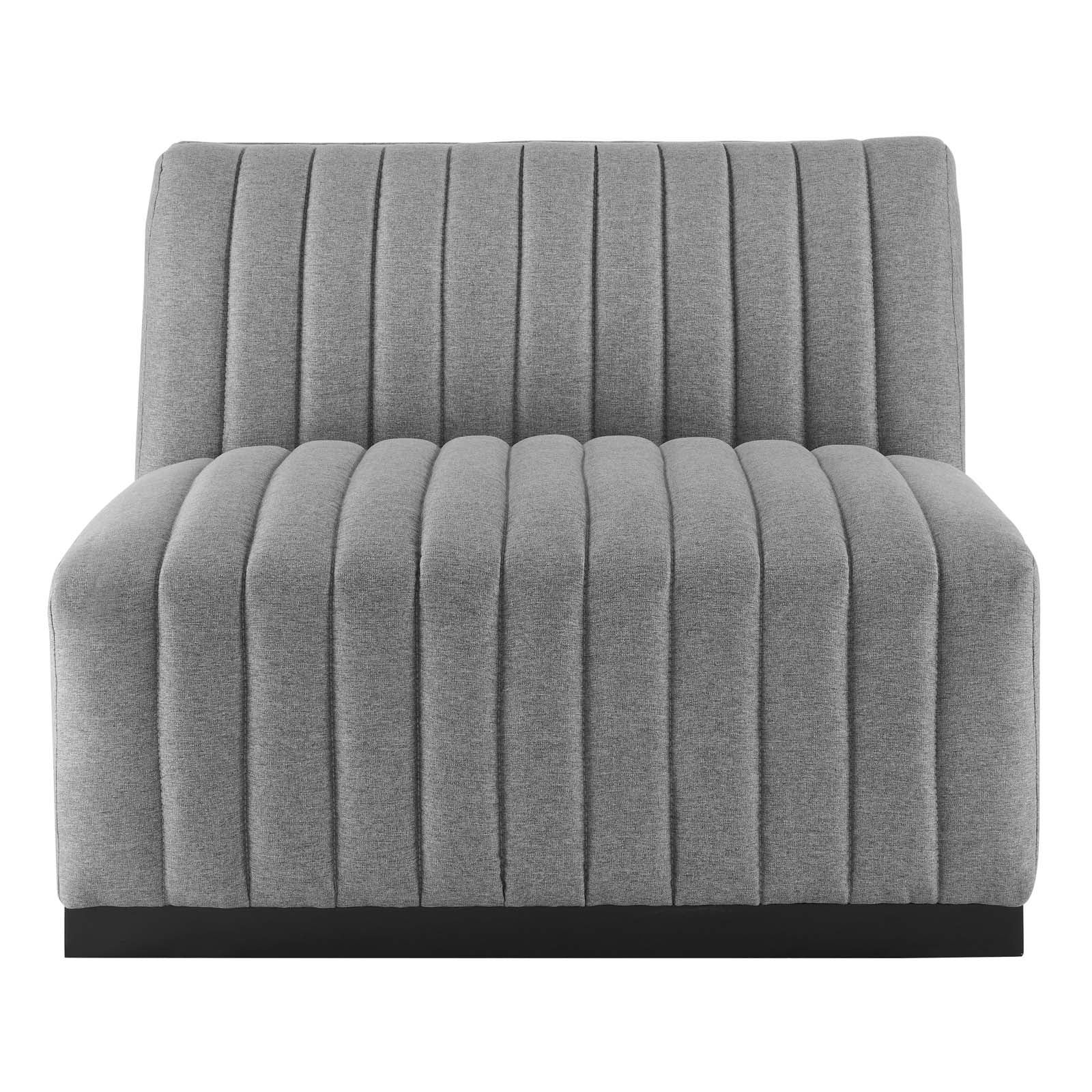 Conjure Channel Tufted Upholstered Fabric Armless Chair By HouseBean