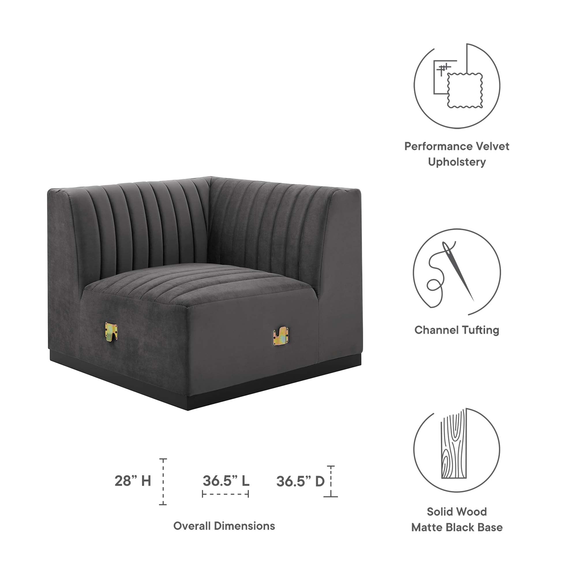 Conjure Channel Tufted Performance Velvet Left Corner Chair by Modway