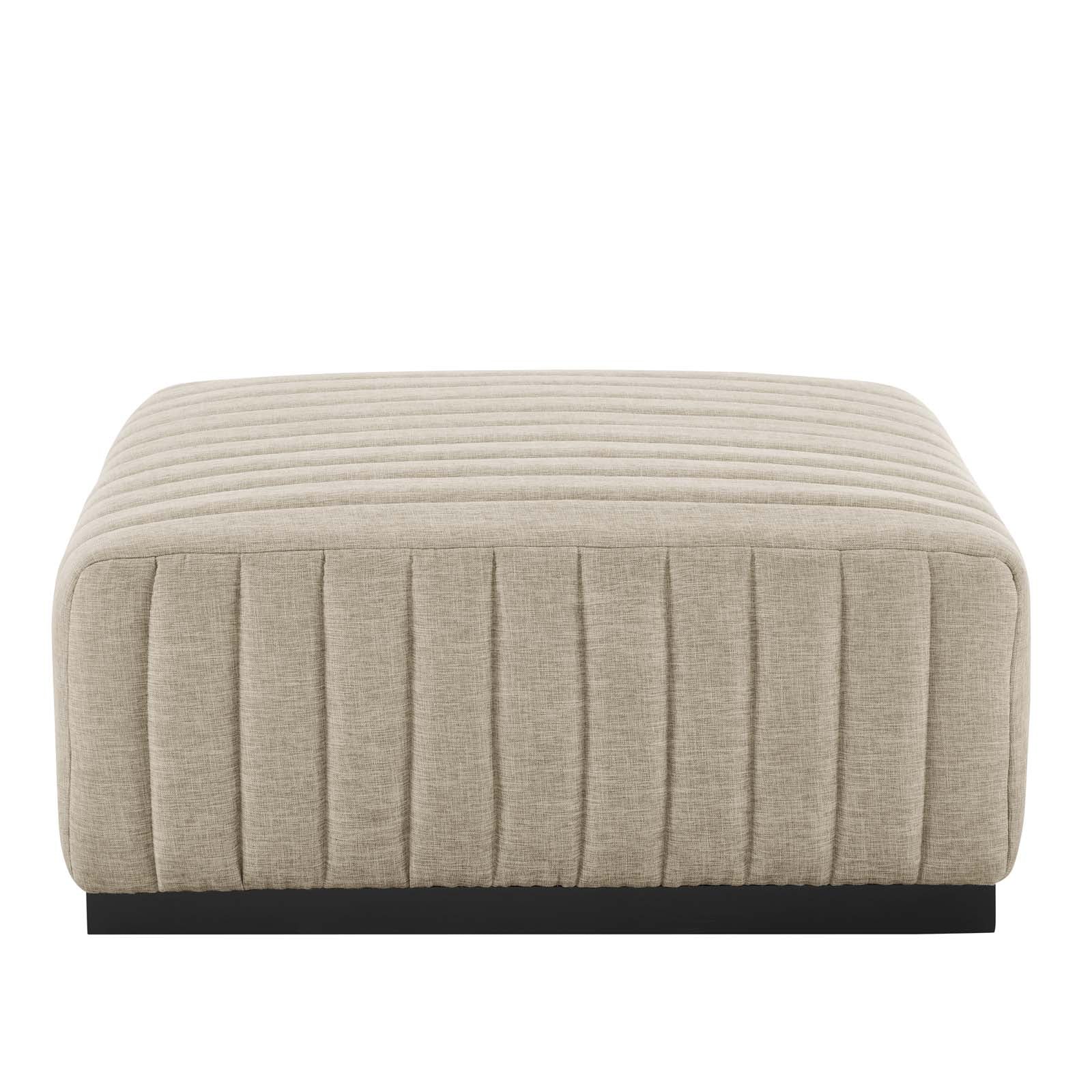 Conjure Channel Tufted Upholstered Fabric Ottoman By HouseBean